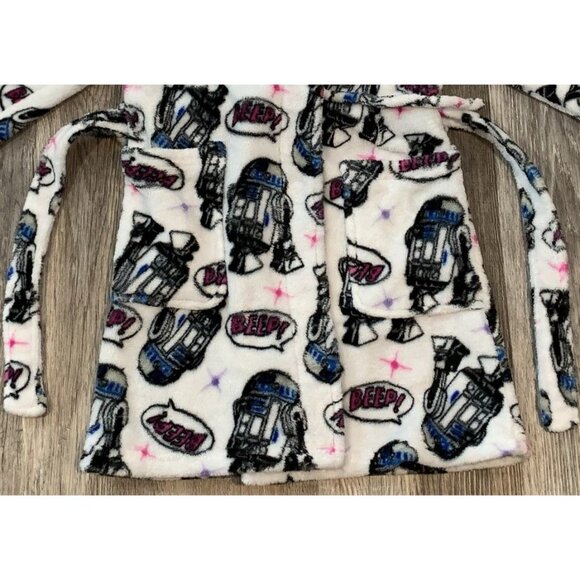 Star Wars Kids Robe Size 6 Flame Resistant R2-D2 Print Belted Plush Sleepwear - Picture 5 of 10